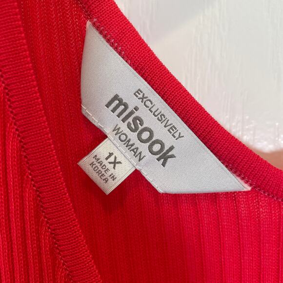 Misook Fuchsia Pink Ribbed Tank Top Vneck Stretchy Basics Layering 1X - Picture 2 of 4